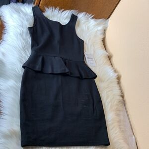 Zara Trafaluco Collection Black Peplum Bodycon Dress Size XS